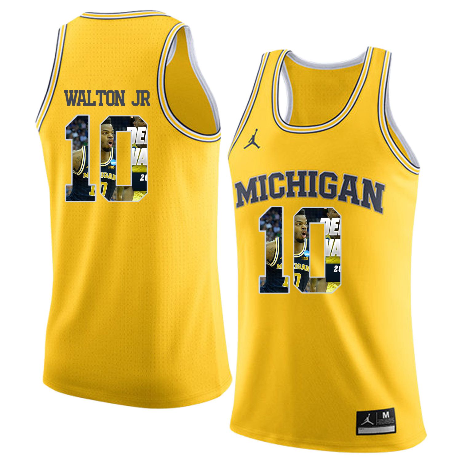Men Jordan University of Michigan Basketball Yellow #10 walton Fashion Edition Customized NCAA Jerseys